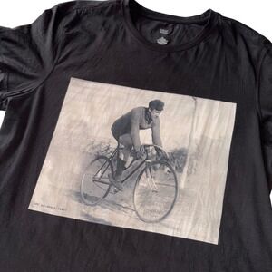 NWOT Gray Saks Fifth Avenue Graphic Tee XL VTG Cyclist Photo Black Cotton Shirt